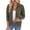 Army Green, variant on Women's Waffle Knit Full Zip Jacket, Lapel Collar Loose Fit Casual Sweatshirt Jacket With Kangaroo Pockets for Fall Daily Sports