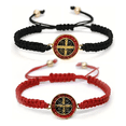 thumbnail image 1 of 2pz Pulsera Tejidas Medalla San Benito Lab. rojo y negro, 1 of 5