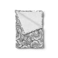 thumbnail image 2 of Sea Monster Soft Flannel Fleece Throw Blanket, Chaotic Design of Many Octopus Arms Tangling with Motifs Curls, Cozy Plush for Indoor and Outdoor Use, 50" x 60", Charcoal Grey and White, by Ambesonne, 2 of 5