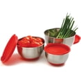thumbnail image 4 of Norpro 3-Piece Stainless Steel Grip Bowls with Lids, Red, 4 of 5