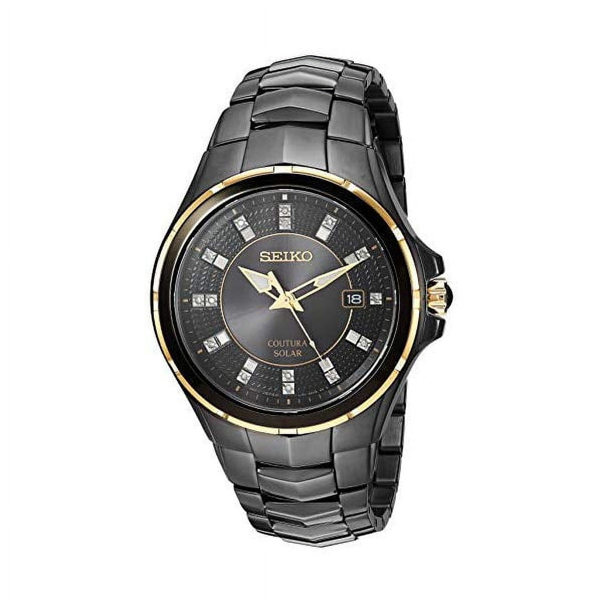 Seiko Men's Chronograph Black Stainless Steel Bracelet Watch 44mm