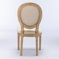thumbnail image 6 of GAKMCIL Linen Fabric Upholstered Dining Chair, French Style Solid Wood Frame Antique Painting Rattan Back Dining Room Chair, Steel Spring Lining, Weight Capacity:300lb, Beige (Set of 2), 6 of 13
