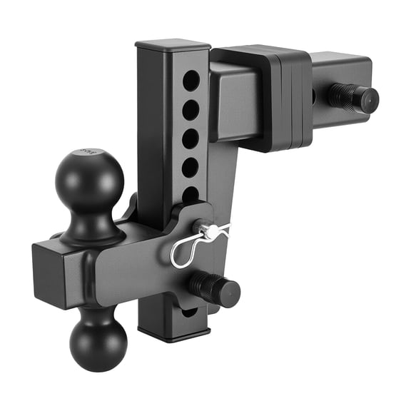 KFFKFF Adjustable Trailer Hitch for 2.5 Inch Receiver, Includes 2 Inch & 2-5/16 Inch Balls, 28000 lbs GTW Capacity, 6 Inch Drop Design, Suitable for RVs, Trucks, and Off-Road Applications, Black