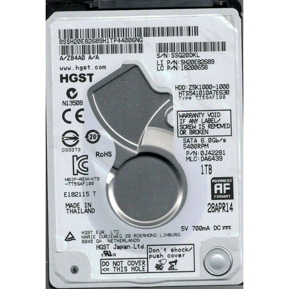 HGST HTS541010A7E630 P/N: 0J42281 MLC: DA6439 1TB