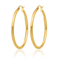 thumbnail image 5 of 10K Solid Yellow Gold 2.5mm Tube Round Large Hoop Earrings, 5 of 10