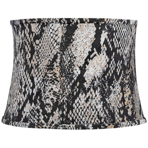 Springcrest Black Velvet Snake Skin Medium Drum Lamp Shade 14 Top X 16 Bottom 11 5 High Spider Replacement With Harp And Finial Com Springcrest Black Velvet Snake Skin, Animal Skin Lamp Shades