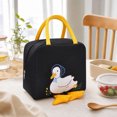 thumbnail image 5 of Cute Insulated Lunch Bag, Duckling Design Thermal Tote with Spacious Interior, Portable Reusable Bento Cooler for School Work Picnic and Travel(Black), 5 of 7