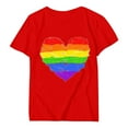 thumbnail image 1 of JIRNDf T-Shirt pour Femmes Hauts Tendance Été Imprimé Floral Col Rond Décontracté Manches Courtes Confortable Élégant Mignon T-Shirts Graphiques pour Femmes Chemises Rouge P, 1 of 4