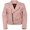 Milwaukee Leather SH2010 Girls Pink Classic Style Leather Motorcycle Jacket Pink