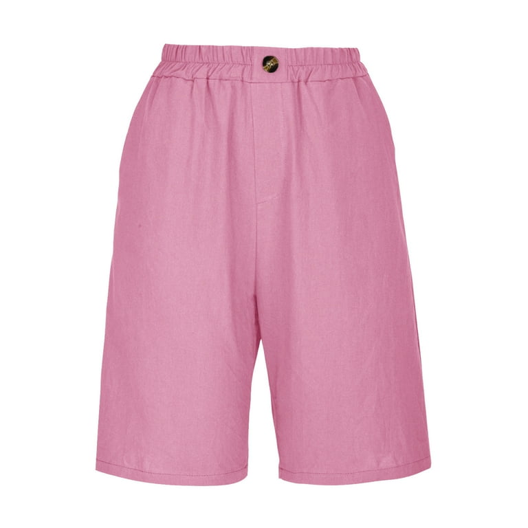 Tdoqot Womens Bermuda Shorts Knee length- Elastic Waist