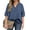 Gray Blue, variant on WellSize 3/4 Roll Sleeve Work Shirts for Women Plus Size Tunic Tops Flowy V Neck Button Down Blouses with Pockets