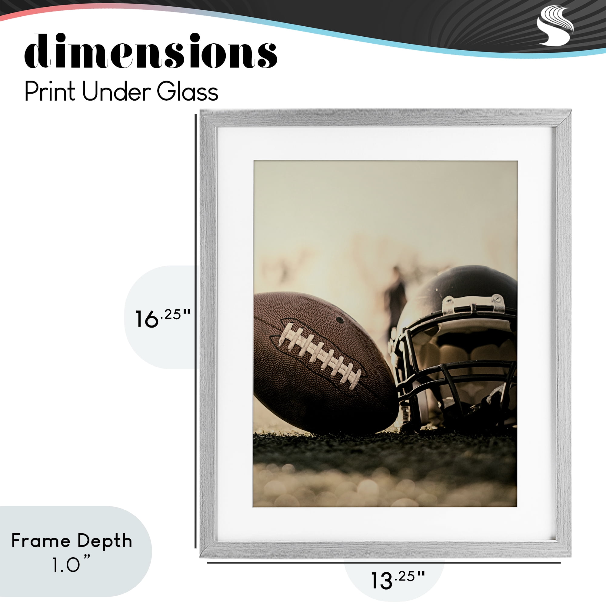 Stupell Industries Football Stand Alone Gray Framed Print Under Glass, design by Jesse Keith