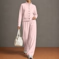 thumbnail image 4 of vdgthytj Womens Sweatsuit 2 Piece Set Stand Collar Button Front Cropped Jacket Wide Leg Pants Fall Loungewear Athleisure Outfits(XX-Large,Pink), 4 of 6