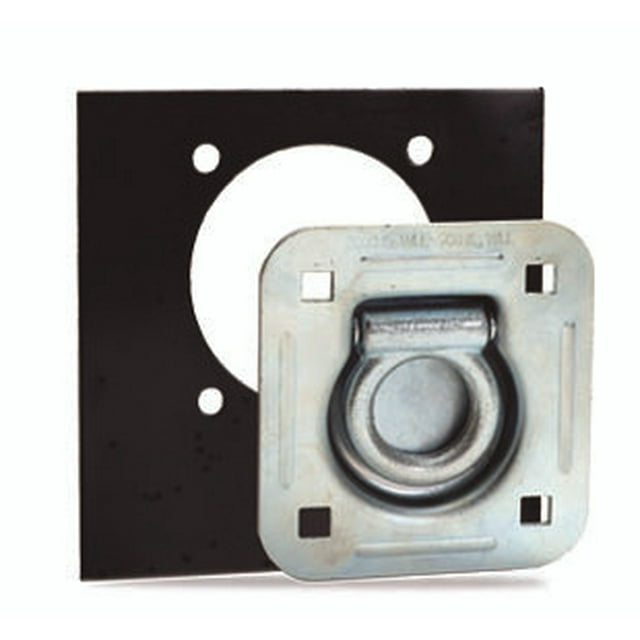 Pacific Cargo D-Ring Recessed Pan 4277-MP-K 4.84 Inch Length x 4-1/2 Inch Width; 3 Inch x 3.21 Inch Hole To Hole Length; 2000 Pound Load Capacity; 6000 Pound Break Strength; With D-Ring And Hardware