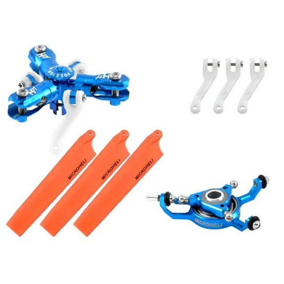 Microheli CNC Triple Orange Blades Conversion set (BLUE) - BLADE MCPXBL / BL2