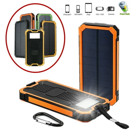 Usb Battery Charger Usb - Waterproof Portable 300,000mAh Solar Power Bank Battery Solar Charger Dual USB Port LED Flashlight + Carabiner + USB Cable