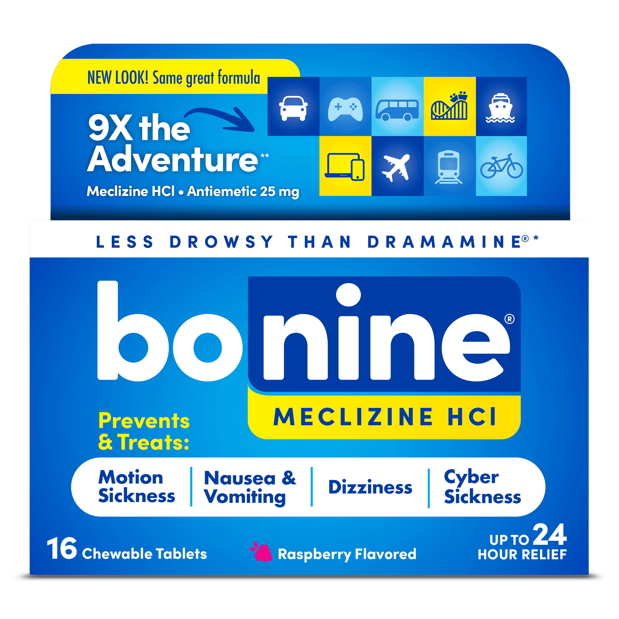 Bonine Motion Sickness Protection Raspberry Chewable Tablets 16 Tablets