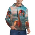 thumbnail image 2 of Wukai Swimming Goggled Flamingo Print Men Hoodies Fleece Sweatshirts Long Sleeve Sweaters Pullover Fall Outfits Winter Clothes-Large, 2 of 7