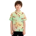 thumbnail image 5 of Hearthz Girls Polo Uniform Shirt Cherry Floral Printed Short Sleeve Boys' Tops, Tees & Shirts Lapel Collar Back To School Clothes for Teen Girls School Uniform 5-6Y, 5 of 7