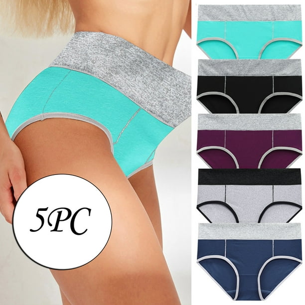 Flywake Summer Savings Clearance 2023! Women's High Waisted Cotton Underwear  Soft Breathable Panties Stretch Briefs Regular & Plus Size 5-Pack 