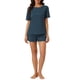 thumbnail image 2 of Conjuntos de lounge INSPIRE CHIC para mujeres, camiseta de waffle con pantalones cortos, ropa de estar en casa, sudaderas jogger con bolsillos, M azul, 2 of 5