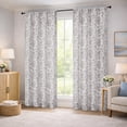 thumbnail image 6 of OVZME Farmhouse Floral Print Extra Long Curtain Pairs 120 Inches Long, Light Filtering Faux Linen Drapes for Large Windows Living Room Bedroom, Each 50Wx120L, 10FT, Grey, 6 of 9