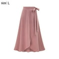 thumbnail image 2 of Falda acampanada de cintura alta para mujer, falda midi acampanada, rosa, L, 2 of 6