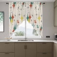 thumbnail image 4 of Colorful Stars Swag Valances for Windows 2 Pack Vintage Green Yellow Orange Star Shiny Diamonds Linen Texture Swag Kitchen Curtains 63 Inches Long Rod Pocket Window Treatment for Kitchen 36"x63", 4 of 9