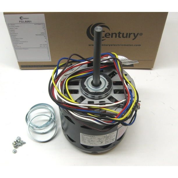 Furnace Air Handler HVAC Direct Drive Blower Motor 1/6-1/2 HP 1075 RPM 115  Volts 4 Speed Century FDL6001 Multi Horsepower