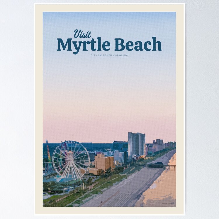 Poster Visit Myrtle Beach Vintage Wall Arttrendy Retro Print Positive Quote Poster Room Decor Wall Art , Poster Print Only