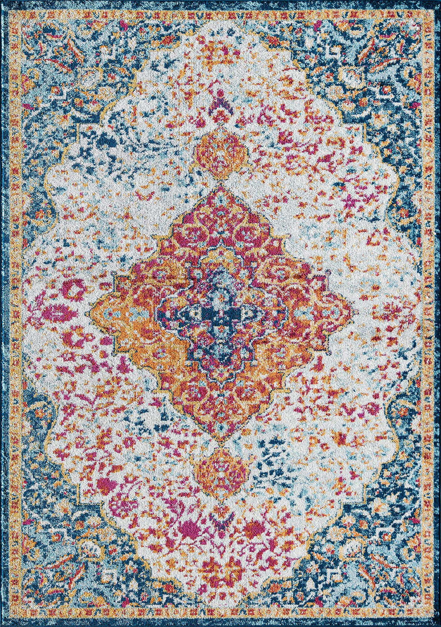 Harper HY50P Vivid Beauty Abstract Vintage Blue Area Rug, 2'6" x 8'