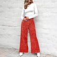 thumbnail image 6 of Delayuji Women's Wide Leg Pants Printed Summer Casual Palazzo Pants Drawstring Loose Fashion with Button High Elastic Waisted Pants Trousers With Pockets, 6 of 7