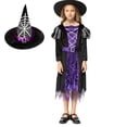 thumbnail image 4 of Disfraz de bruja EastVite para niñas, traje de fiesta de Halloween, conjunto cosplay con sombrero, disfraz de cuento de hadas para niñas, 4 of 7