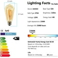 thumbnail image 2 of LED Dimmable Edison Light Bulbs 4W, 2200K-2400K Warm White (Amber Glass) ST64, E26 Base Pack of 6, 2 of 5