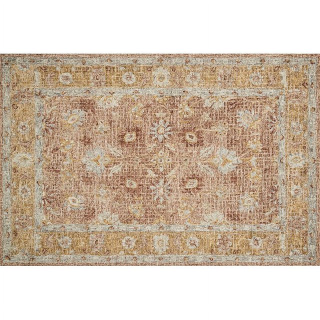 Loloi Julian 3'6" x 5'6" Hand Hooked Wool Rug in Terracotta and Gold