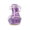 thumbnail image 6 of BLISSFUL STEP Women's Slide Sandal Rhinestone Strappy Square Toe Kitten Heel Slide Sandals Purple 9, 6 of 7