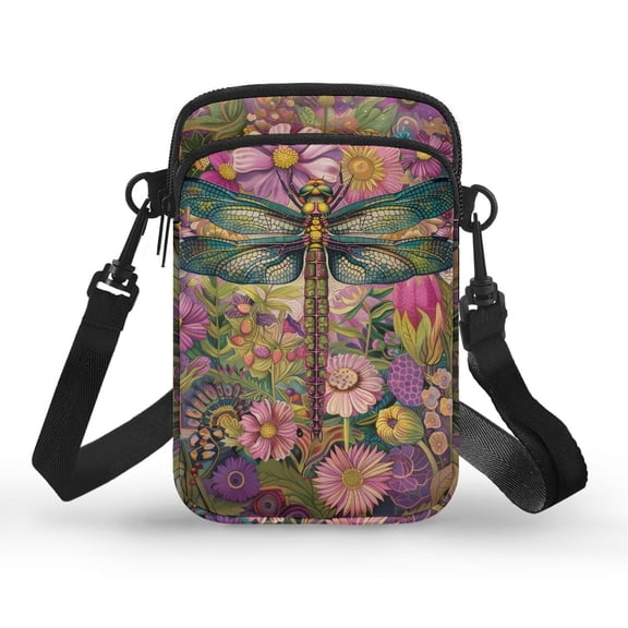 HELLHERO Floral Dragonfly Bag Underarm Shoulder Bag Polyester Women Adjustable Shoulder Strap for Outdoor Daily Use