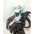 thumbnail image 4 of Large 13" Tall Blue Ice Frozen Lair Fairy With Black Skull Dragon Figurine, 4 of 5