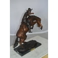 thumbnail image 4 of Bronco Buster Bronze Statue by Remington - Premium and Sophisticated Iconic American West Sculpture, Detailed Western Art Masterpiece for Home & Office Decor, 9"L x 24"W x 21"H, 4 of 15