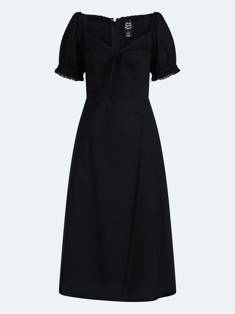 princess polly baby blue dress YVONNA Black Long Sleeve Embroidered Lace Shirt With White Collar & Cuffs