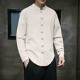 thumbnail image 4 of Camisas s Para Hombre De Vestir Camisa de manga larga para hombre Camisa casual con cordón de moda Camisa medieval masculina (Khaki, M), 4 of 5
