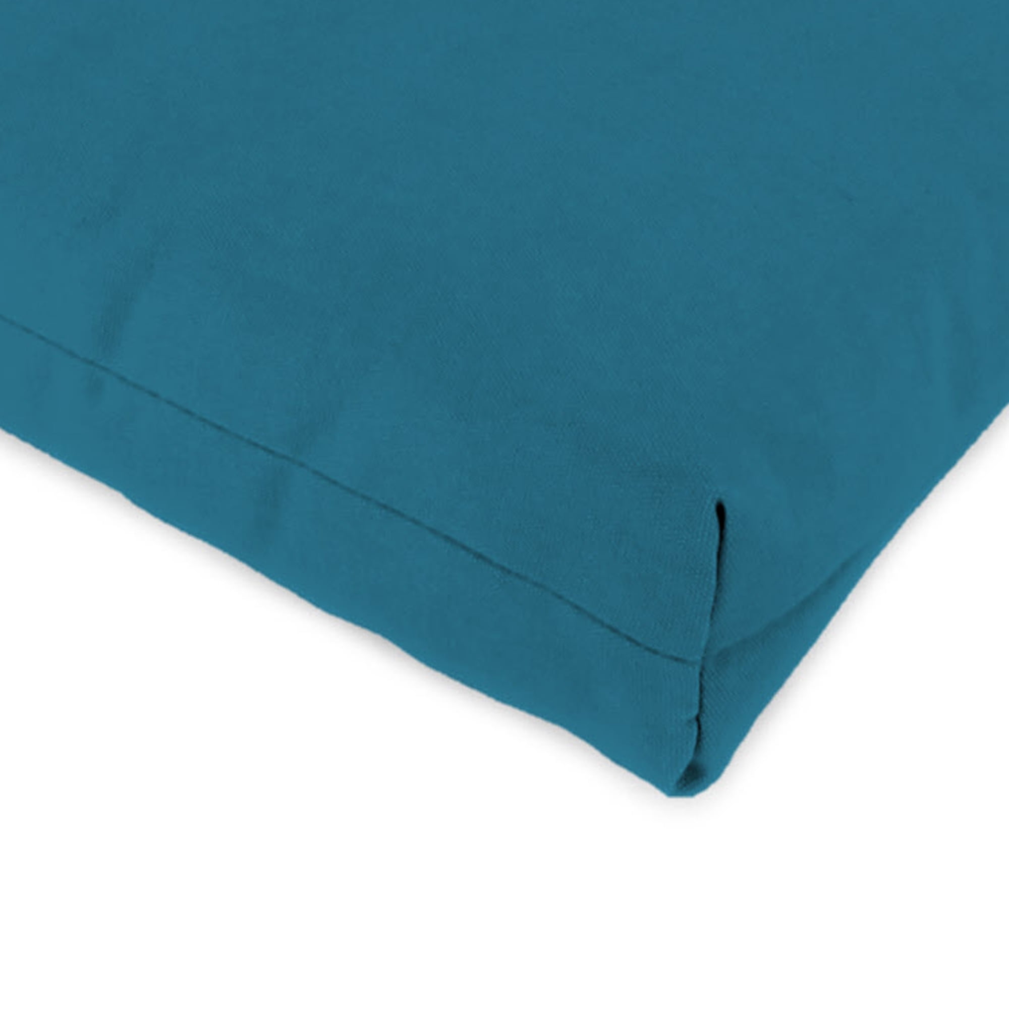 Jordan Manufacturing 44" x 22" Fresco Peacock Teal Solid Rectangular Outdoor Chair Cushion with Ties and Hanger Loop