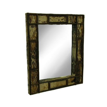 Rustic Birch Bark Framed Wooden Wall Mirror Com Birch Bark Framed Wooden Wall Mirror