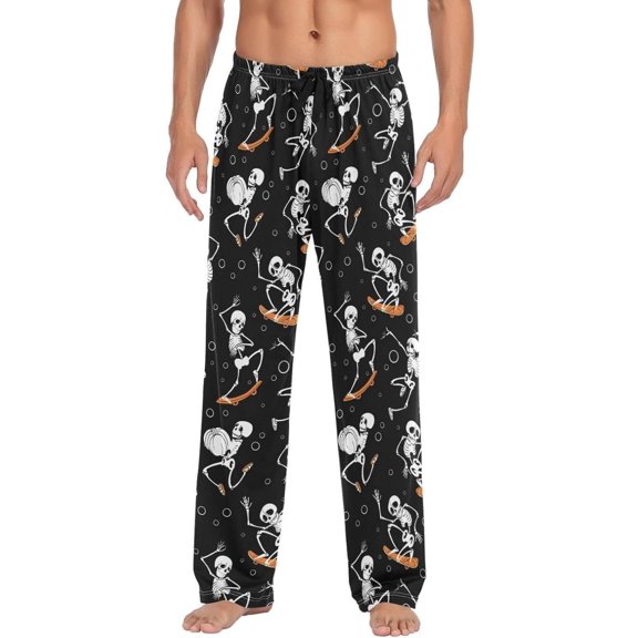 GZHJMY Skeleton Pajama Pants, Men's Drawstring Lounge Pants, Casual Pajama Bottoms with Pockets, Christmas New Year Birthday Gifts, Large