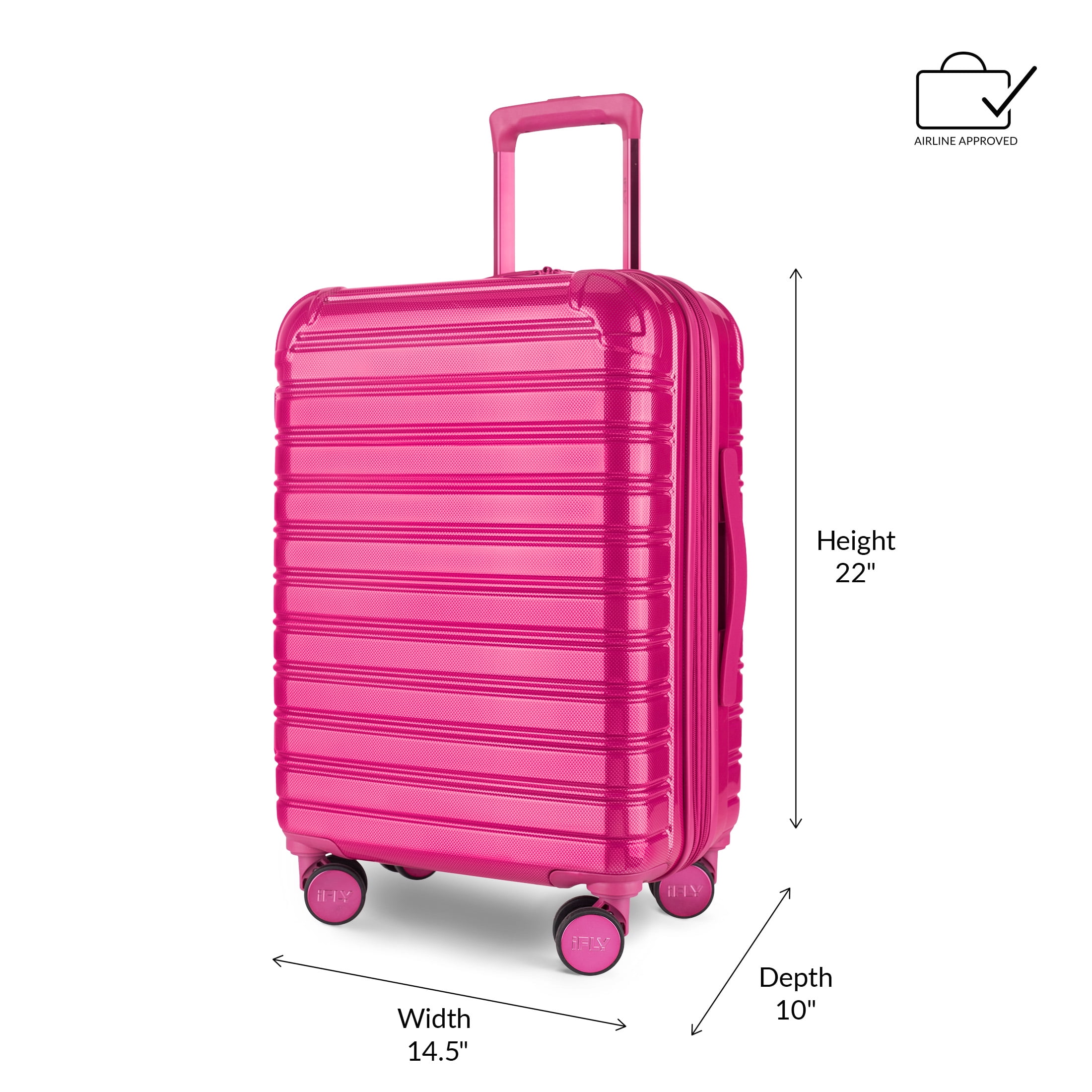 iFLY Fibertech 3.0 20" Harside Carry-on Suitcase – Expandable Spinner Luggage for Travel, Very Berry