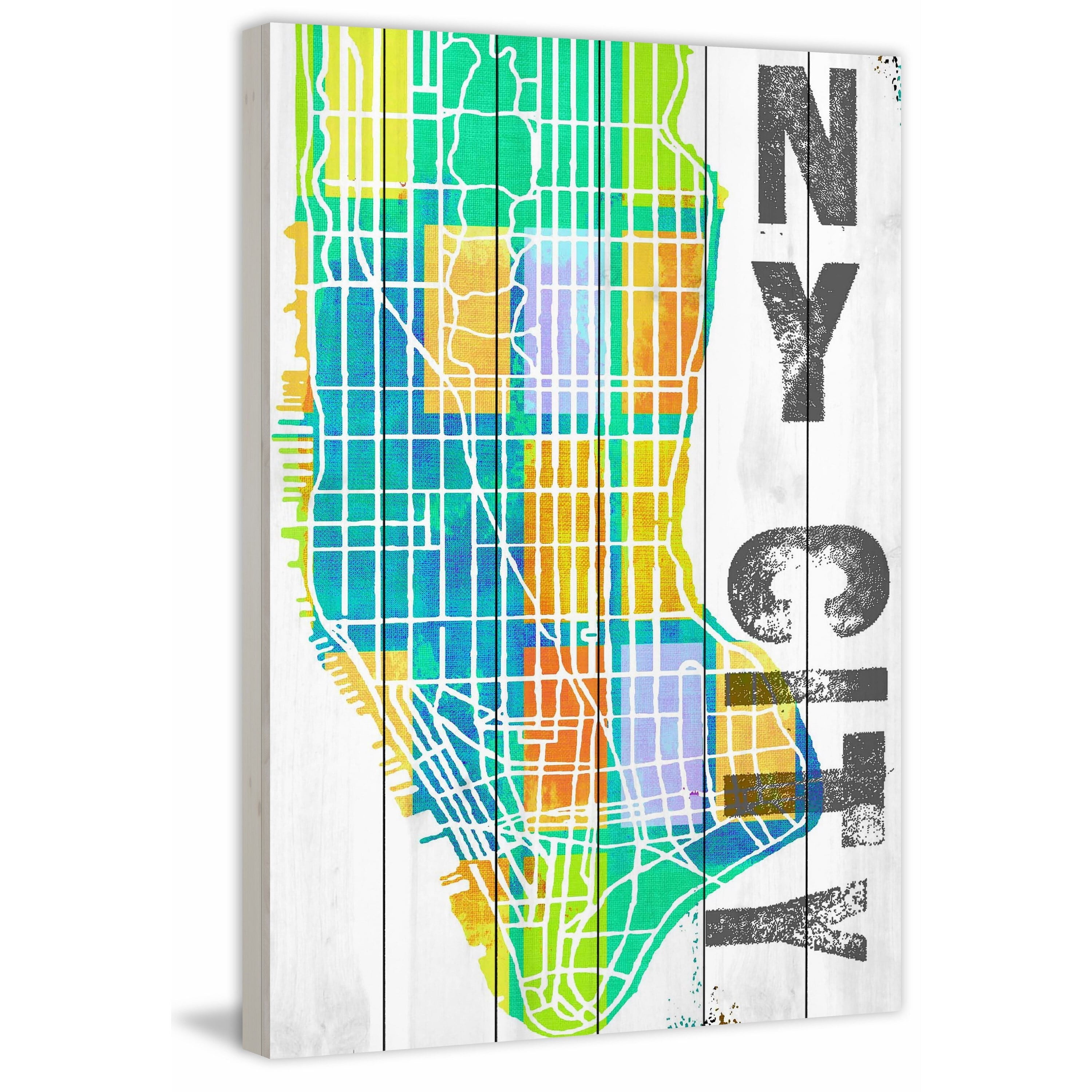 "NY City" Painting Print on White Wood