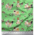 thumbnail image 1 of Soimoi Velvet Fabric Floral,Sheltie & Pekingese Dog Printed Craft Fabric by The Yard 58 Inch Wide, 1 of 1