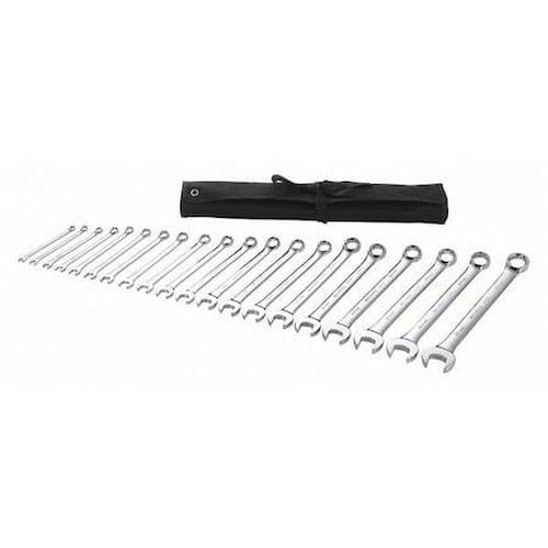 Combination Wrench Set, Metric, 6 mm to 25 mm Head Sizes, 6 Points, 20-Piece