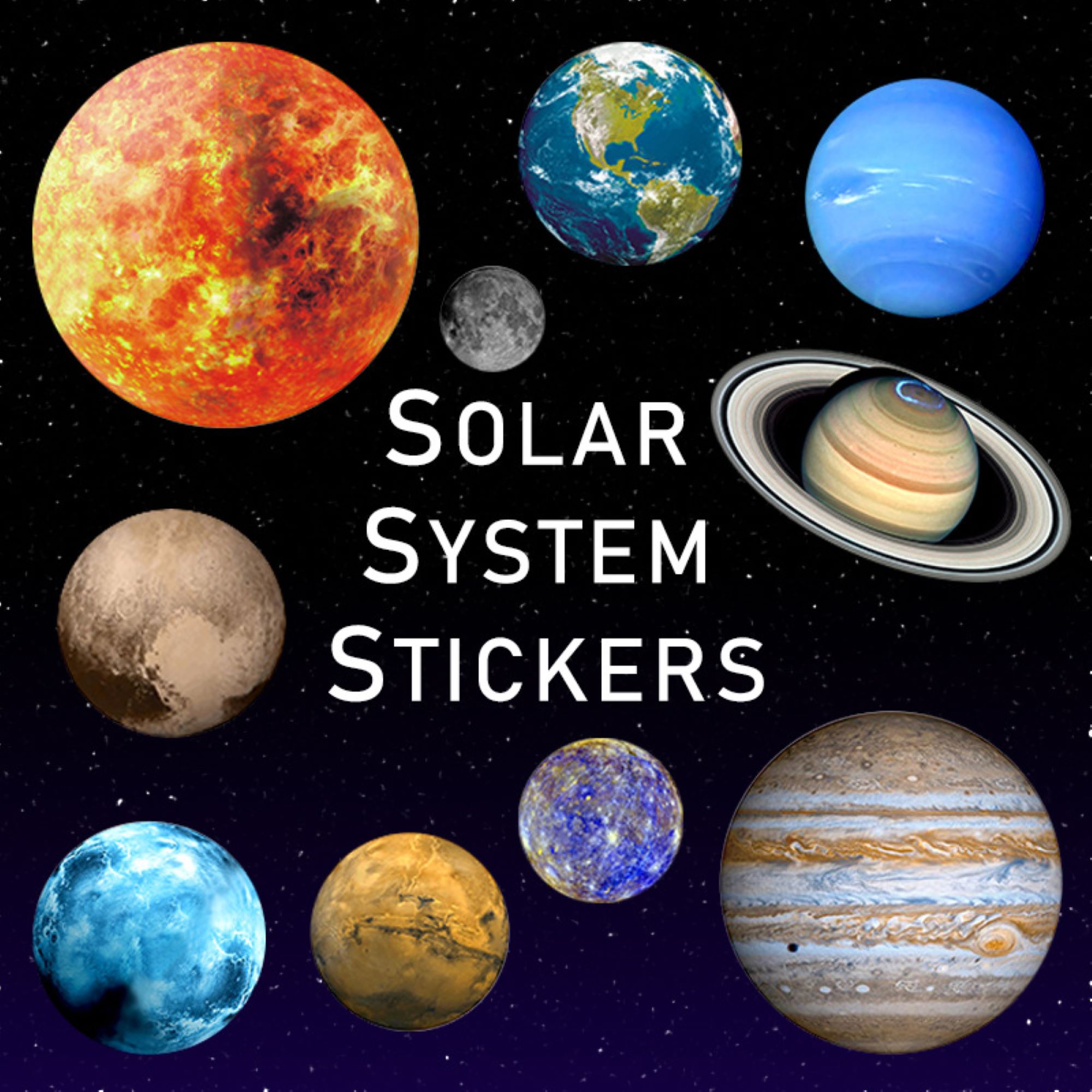 Glow in the Dark Solar System Wall Stickers for Kids Room, Sun Moon Earth Planet Decals, Space Wall Decor for Bedroom Ceiling