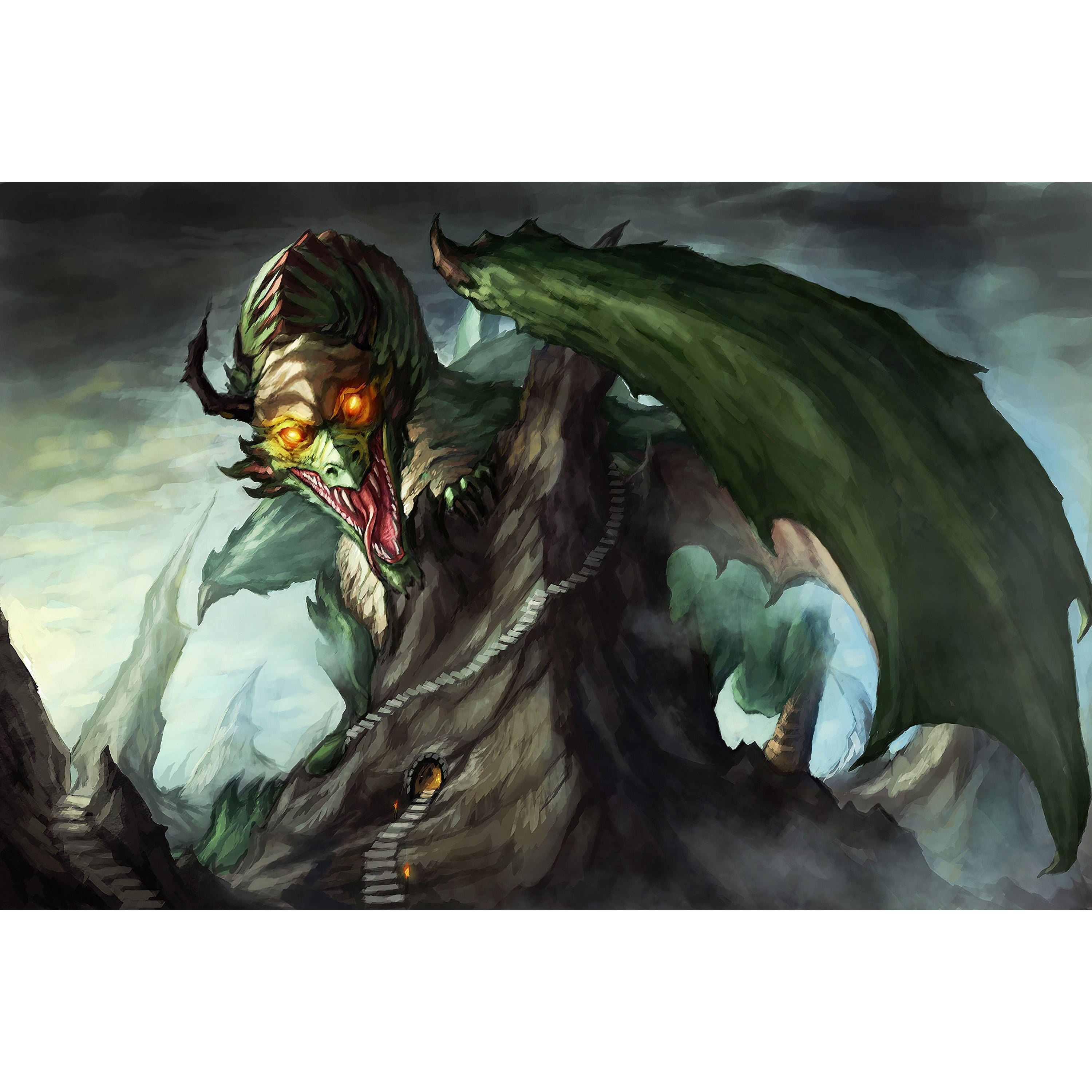 Marmont Hill "Dragon Attack" Painting Print on Canvas